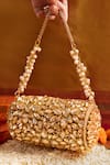Shop_Bhavna Kumar_Gold Crystals Round Kundan Clutch _at_Aza_Fashions
