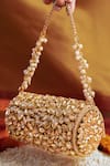 Bhavna Kumar_Gold Crystals Round Kundan Clutch _at_Aza_Fashions