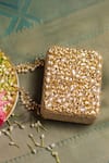 Buy_Bhavna Kumar_Gold Embroidery Kundan Box Clutch _Online_at_Aza_Fashions