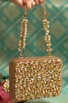 Bhavna Kumar_Gold Embroidery Kundan Box Clutch _Online