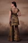 Shop_Falsa_Green Silk Satin, Tulle Sequins, Embroidery, Beads Round Tunic And Sharara Set _at_Aza_Fashions