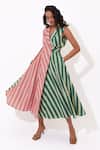 Aapro_Pink Cotton V-neck Thalia Trench Dress _Online_at_Aza_Fashions