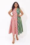 Buy_Aapro_Pink Cotton V-neck Thalia Trench Dress _at_Aza_Fashions