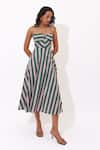 Buy_Aapro_Green Cotton Sweetheart Neck Esme Stripe Pattern Dress _Online_at_Aza_Fashions