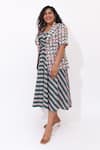 Shop_Aapro_Green Cotton Open Neck Junia Multi Colour Fit And Flare Dress And Jacket Set _Online_at_Aza_Fashions