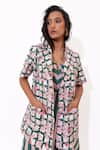Aapro_Green Cotton Open Neck Junia Multi Colour Fit And Flare Dress And Jacket Set _at_Aza_Fashions