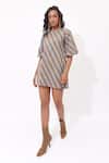 Shop_Aapro_Multi Color Cotton Round Neck Hand Block Printed Marin Dress _at_Aza_Fashions