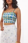 Aapro_Blue Cotton Square Neck Aveline Multi Colour Bustier And Pant Set _Online_at_Aza_Fashions