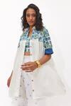 Buy_Aapro_Blue Cotton Embroidery Collared, Round Neck Aeris Multi Color Kaftan Co-ord Set _Online_at_Aza_Fashions