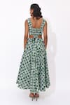 Shop_Aapro_Green Cotton Square Neck Elowen Hand Block Printed Dress _at_Aza_Fashions