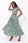 Buy_Aapro_Green Cotton Square Neck Elowen Hand Block Printed Dress _Online_at_Aza_Fashions