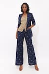 Aapro_Navy Cotton Aluna Multi Colour Hand Block Printed Blazer Set _Online_at_Aza_Fashions