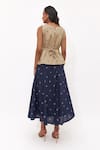 Shop_Aapro_Beige Cotton Boat Neck Selene Hand Block Printed Skirt Set _at_Aza_Fashions
