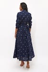 Shop_Aapro_Navy Cotton Embroidery Boat Astrid Multi Colour Hand Block Printed Skirt Set _at_Aza_Fashions