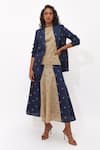 Buy_Aapro_Navy Cotton Embroidery Boat Astrid Multi Colour Hand Block Printed Skirt Set _at_Aza_Fashions