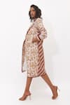 Buy_Aapro_Brown Cotton Scoop Neck Siora Multi Colour Trench Coat And Slip Dress Set _Online_at_Aza_Fashions