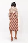 Shop_Aapro_Brown Cotton Scoop Neck Siora Multi Colour Trench Coat And Slip Dress Set _at_Aza_Fashions