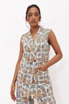 Aapro_Cotton Rowena Multi Colour Hand Block Printed Blazer _at_Aza_Fashions