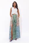 Buy_Aapro_White Cotton V-neck Mariselle Multi Colour Block Printed Pant Set _at_Aza_Fashions