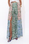 Shop_Aapro_White Cotton V-neck Mariselle Multi Colour Block Printed Pant Set _Online_at_Aza_Fashions