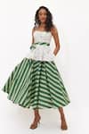 Buy_Aapro_White Cotton Sweetheart Neck Sylva Peplum Top And Striped Skirt Set _at_Aza_Fashions