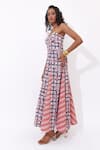 Aapro_Cotton Open Neck Briony Fit And Flare Block Printed Dress _Online_at_Aza_Fashions