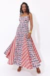 Buy_Aapro_Cotton Open Neck Briony Fit And Flare Block Printed Dress _at_Aza_Fashions