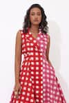 Buy_Aapro_Red Cotton Notched Neck Multi Colour Amaris Dress _Online_at_Aza_Fashions