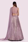 Shop_Onaya_Purple Sequins, Cut Work V-neck Embellished Blouse And Lehenga Set _at_Aza_Fashions