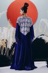 Shop_Krisha Sunny Ramani_Blue Tissue, Silk Sequins, Stones, Beads Round Neck Cape Set _at_Aza_Fashions