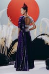 Shop_Krisha Sunny Ramani_Purple Tissue, Silk Sequins, Stones, Beads Padded Blouse With Pre-draped Saree _at_Aza_Fashions