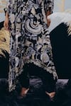 Krisha Sunny Ramani_Black Georgette Sequins, Beads, Cut Work V-neck Kaftan And Pant Set _Online_at_Aza_Fashions
