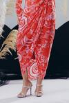 Krisha Sunny Ramani_Red Crepe Sequins, Beads, Mirrors Collared Shirt And Skirt Set _Online_at_Aza_Fashions
