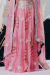 Krisha Sunny Ramani_Pink Organza, Silk Sequins, Beads Square Neck Designer Lehenga Set _Online_at_Aza_Fashions