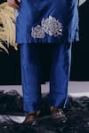 Krisha Sunny Ramani_Blue Cotton, Silk Cut Work Cutdana Embroidered Kurta Set _Online_at_Aza_Fashions