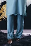 Buy_Krisha Sunny Ramani_Blue Cotton, Silk Cut Work Designer Kurta Set _Online_at_Aza_Fashions