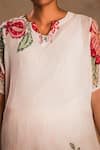 Preeti Mehta_Ivory Georgette, Viscose Embroidery Round Neck Moonlight Pearl Kurta And Pant Set _at_Aza_Fashions