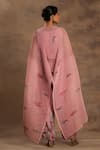 Shop_Preeti Mehta_Pink Lurex, Chiffon Embroidery, Beads Round Neck Lotus Affair Kaftan And Pant _at_Aza_Fashions