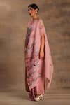 Buy_Preeti Mehta_Pink Lurex, Chiffon Beads Round Neck Pakeezah Kaftan And Dhoti Skirt _Online_at_Aza_Fashions