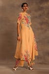 Shop_Preeti Mehta_Yellow Georgette, Viscose Embroidery Round Neck Golden Hour Kurta And Pant Set _at_Aza_Fashions