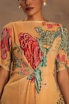 Buy_Preeti Mehta_Yellow Georgette, Viscose Embroidery Round Neck Golden Hour Kurta And Pant Set _Online_at_Aza_Fashions