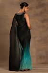 Shop_Preeti Mehta_Olive Green Silk, Chiffon Beads Round Neck Bahaar Begum Ombre Saree With Blouse _at_Aza_Fashions