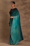 Shop_Preeti Mehta_Olive Green Silk, Chiffon Beads Round Neck Bahaar Begum Ombre Saree With Blouse _Online_at_Aza_Fashions