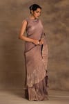 Buy_Preeti Mehta_Purple Georgette Beads, Sequins Round Neck Noor-e-lavender Saree With Blouse _Online_at_Aza_Fashions