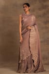 Buy_Preeti Mehta_Purple Georgette Beads, Sequins Round Neck Noor-e-lavender Saree With Blouse _at_Aza_Fashions