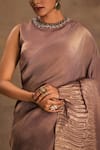 Shop_Preeti Mehta_Purple Georgette Beads, Sequins Round Neck Noor-e-lavender Saree With Blouse _Online_at_Aza_Fashions
