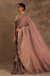 Preeti Mehta_Purple Georgette Beads, Sequins Round Neck Noor-e-lavender Saree With Blouse _at_Aza_Fashions