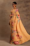 Buy_Preeti Mehta_Yellow Georgette Embroidery Round Neck Sunset Swing Pre-draped Saree With Blouse _Online_at_Aza_Fashions