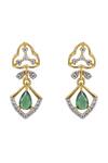 Shop_Sica Jewellery_Green Imitation Gemstones 925 Silver Siroi Earrings _at_Aza_Fashions