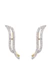 Shop Sica Jewellery White Crystals 925 Silver Frangipani Earcuffs at Aza Fashions Shop_Sica Jewellery_White Crystals 925 Silver Frangipani Earcuffs _at_Aza_Fashions